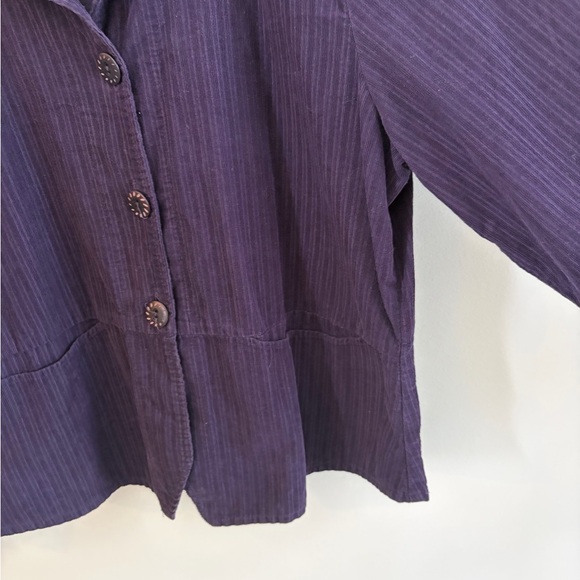 Flax Purple Pinstripe Micro Corduroy Jacket Size Small 100% Cotton Artsy Office - Picture 6 of 16